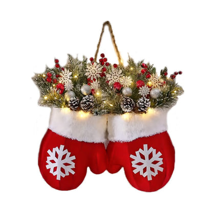Christmas Garland Creative Glove Shaped Simulated Flower Wreath Window Door Gate Decoration Door Sign Xmas Party Decoration - GOT THIS 4 YOU