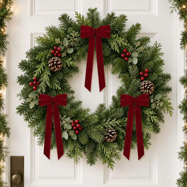 Burgundy Velvet Christmas Bows set of 12 - GOT THIS 4 YOU
