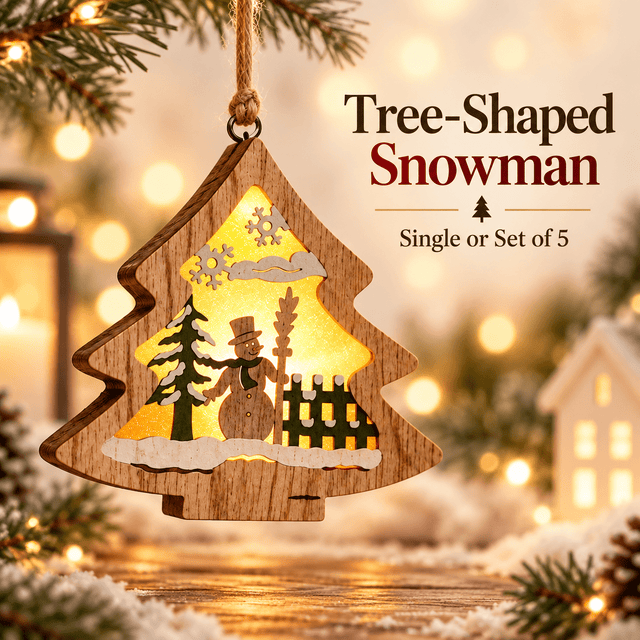 Light-Up Wooden Christmas Ornaments – Single or 5-Piece Set. - GOT THIS 4 YOU